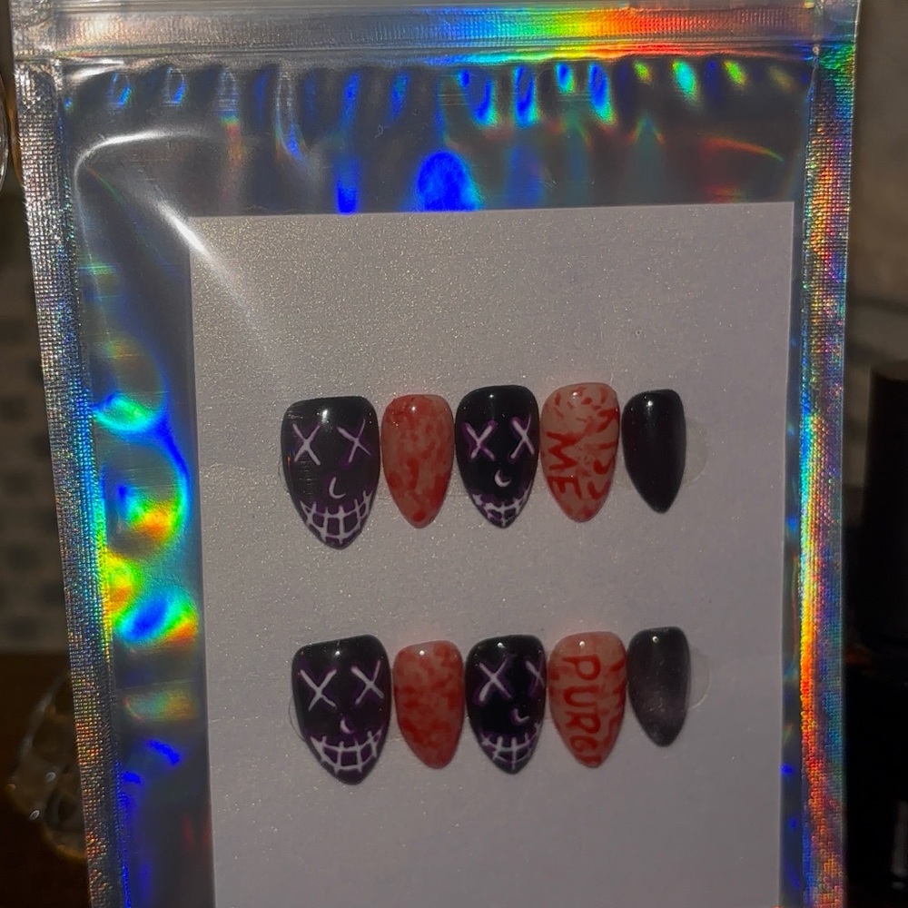 Halloween Themed PURGE Press-On Nails HANDMADE